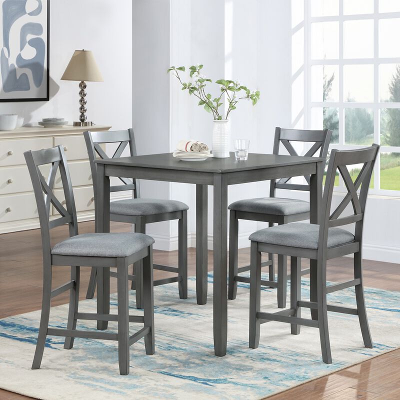 Wipnaf 5‑Piece Square Counter‑Height Dining Table Set image number 1