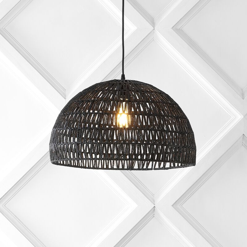 Campana Bohemian Modern Woven Rattaniron LED Pendant