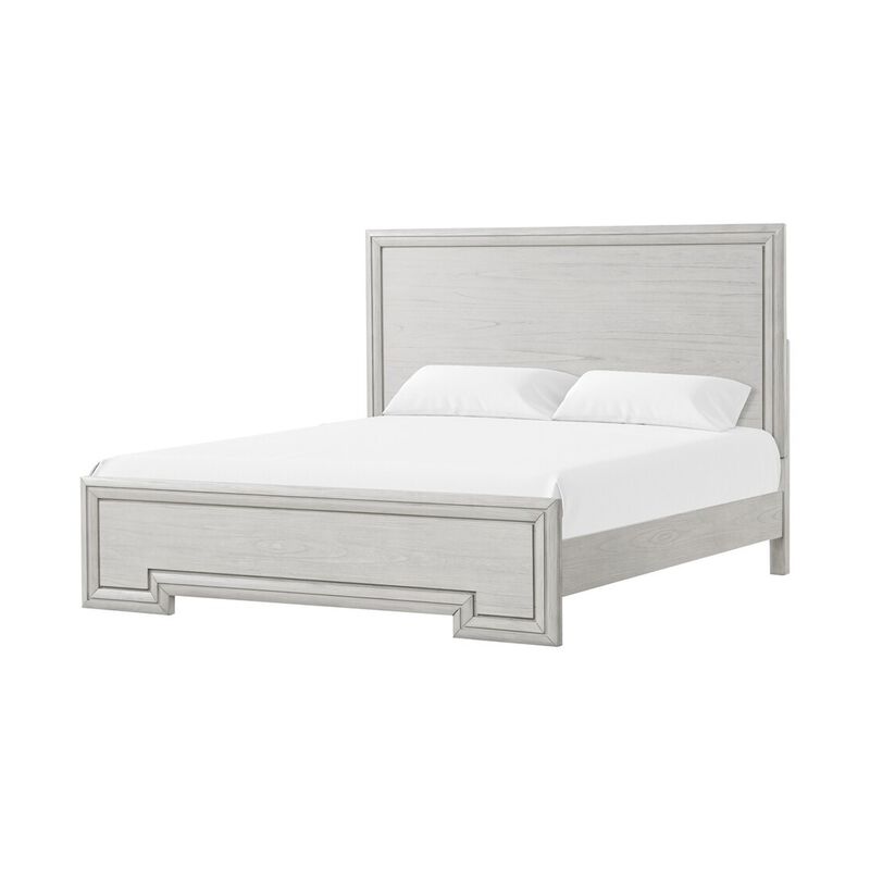 Queen Bedroom Set, White, Nickel Wood, 2 Piece Set with Nightstand image number 2