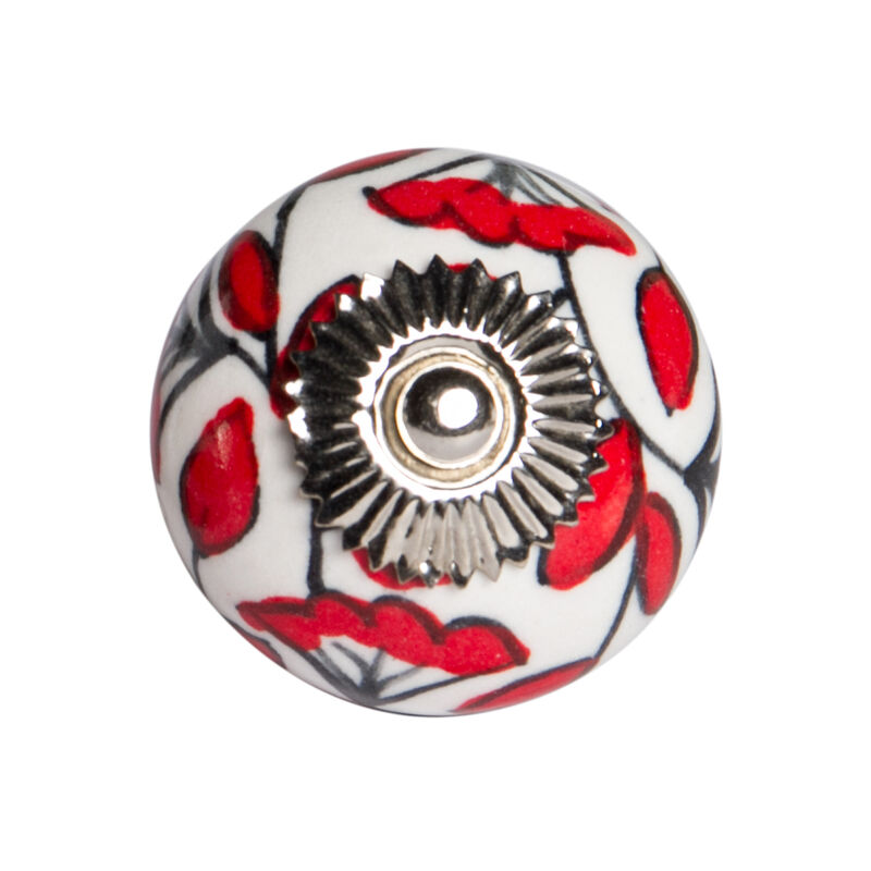 HomeRoots Set of Eight White And Red Ceramic And Metal Drawer Pull Knobs image number 0