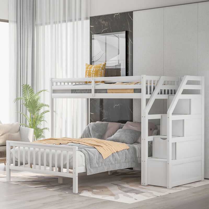 Whisen Twin over Full Loft Bed with Staircase, Pine, for Kids Bedroom image number 5