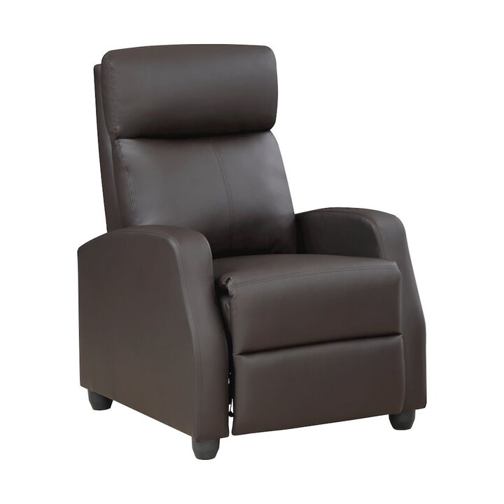 Lexicon Greenfield Faux Leather Push back Recliner in Dark Brown
