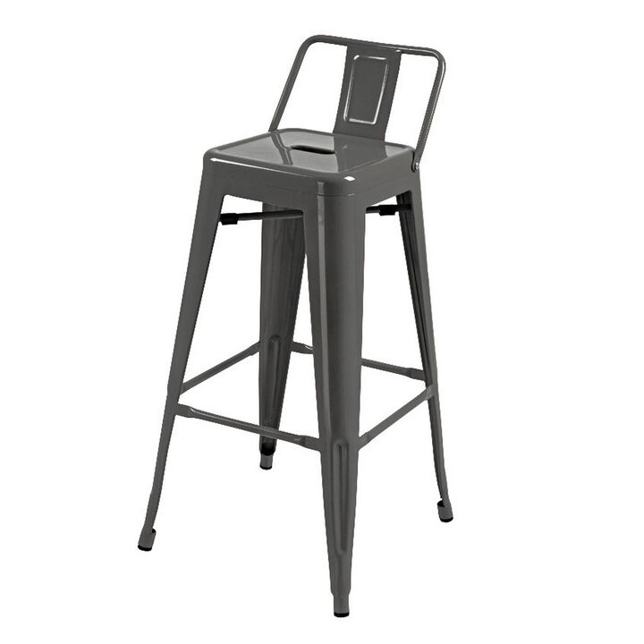 Giri 26 Inch Counter Stool Chair, Set of 4, Footrest and Tapered Legs, Light Gray - Benzara
