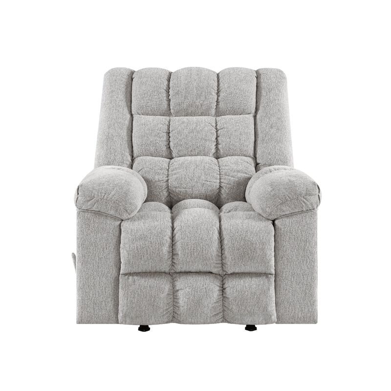 Winy Manual Rocker Reclining Chair, Pillow Grid Tufted Gray Chenille image number 2