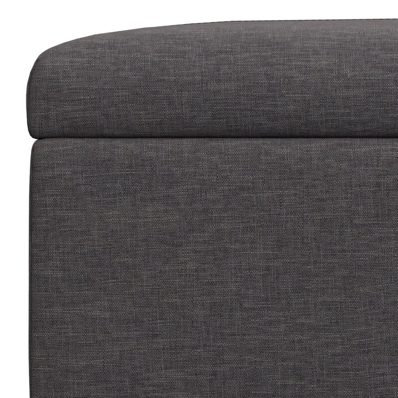 Gabbie 48 inch Wide Contemporary Rectangle Rectangular Storage Ottoman in Slate Grey Polyester Linen, Assembled