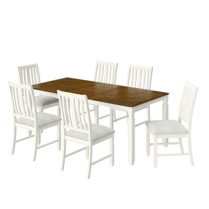 Wevelk Farmhouse 7‑Piece Extendable Dining Table Set