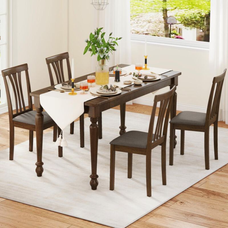 Hivvago Wooden Dining Chairs Set of 2 with Linen Fabric Upholstered and Rubber Wood Frame