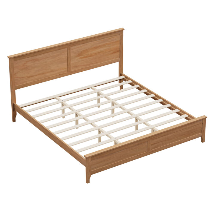 Whisen Solid Wood King Size Platform Kids Bed with Wooden Slats, No Box Spring
