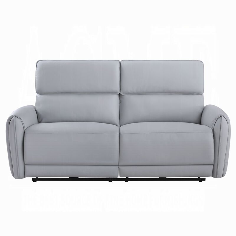 Jero Power Motion Recliner Sofa, 2 Seater, USB Port, Gray Faux Leather image number 2