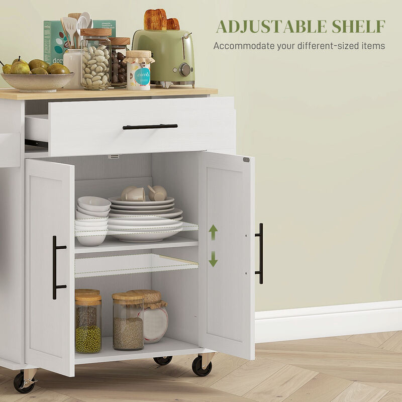Hivvago Utility Kitchen Island on Wheels with Drawer and Doors image number 5