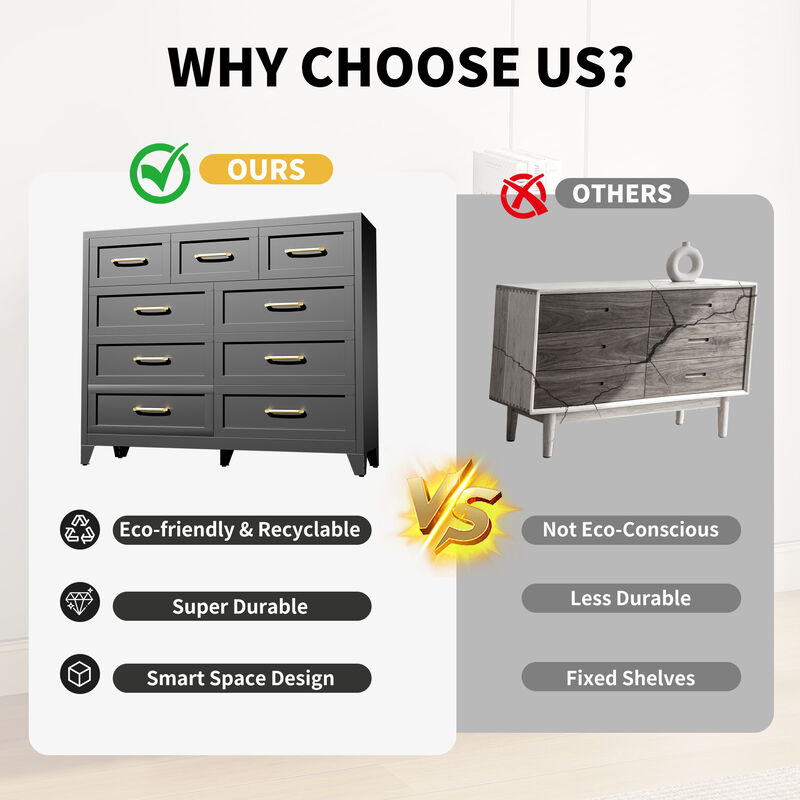 Kankes  9-Drawer Metal Dresser image number 6