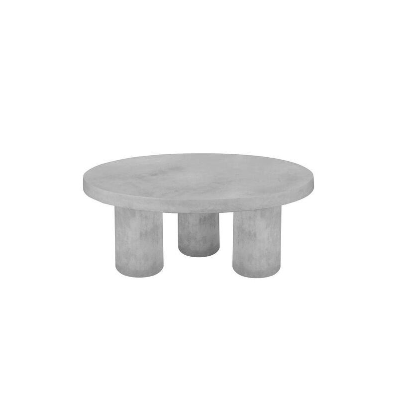 90210 Furniture Nat Round Coffee Table Small In Light Gray Concrete