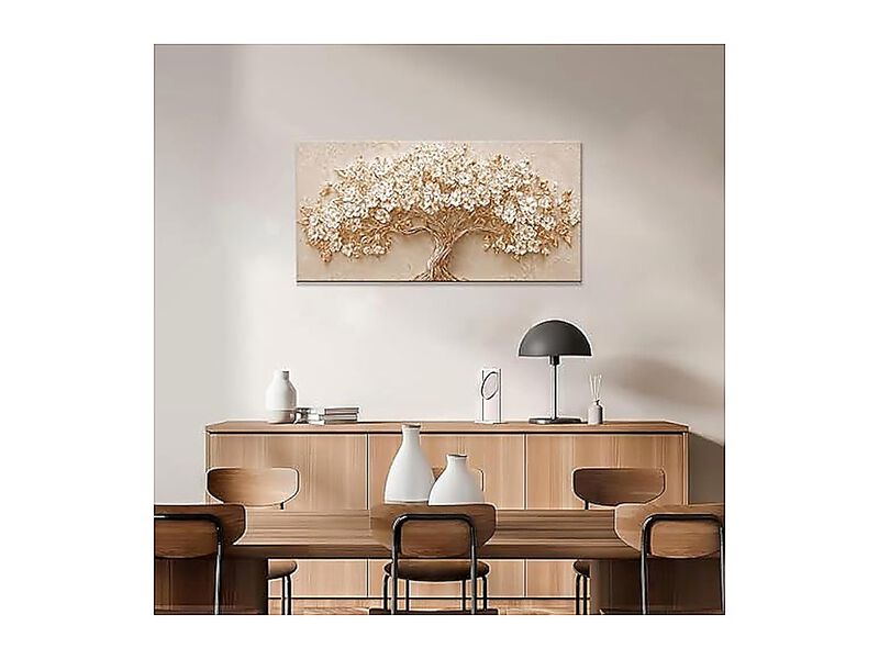 Abstract Wall Art Decor Modern Bedroom Tree Life White Floral Walls Canvas Room image number 2