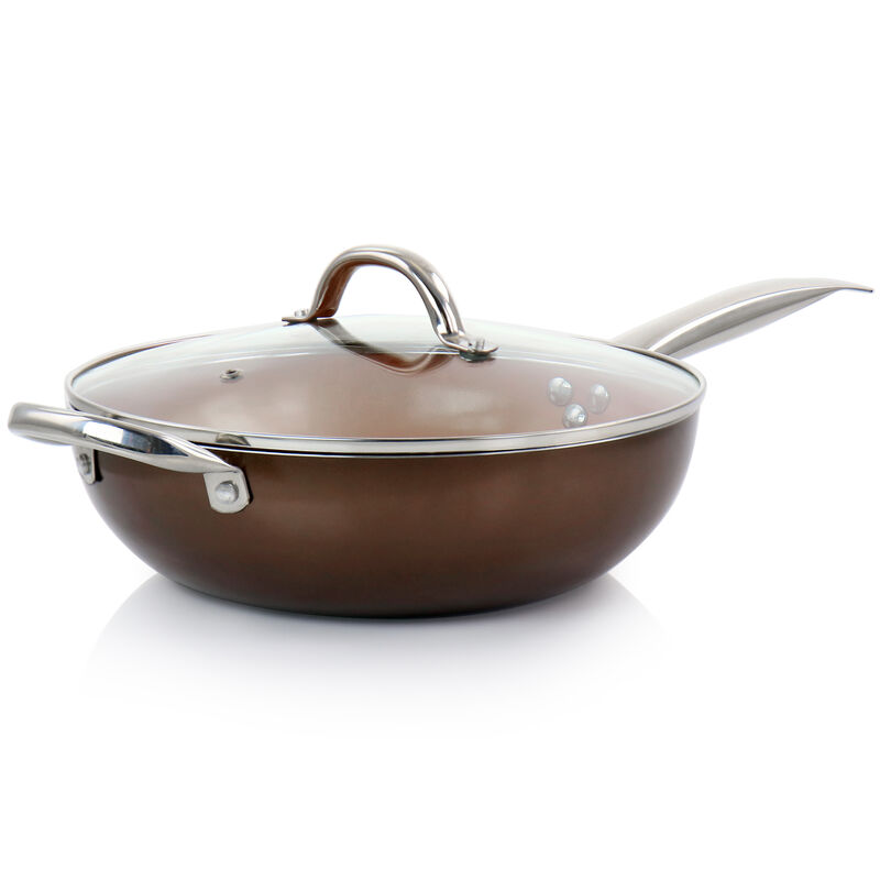 Copper Pan Cooking Excellence 3.5 Quart Aluminum Nonstick Saute Pan in Copper