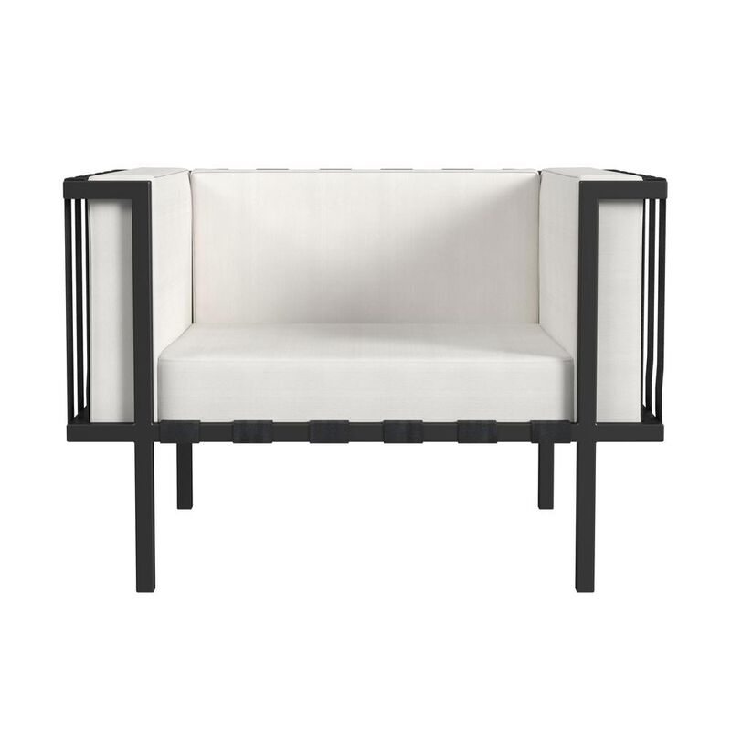 Butler Specialty Norway Outdoor Club Chair with Cushion, Black and White image number 2