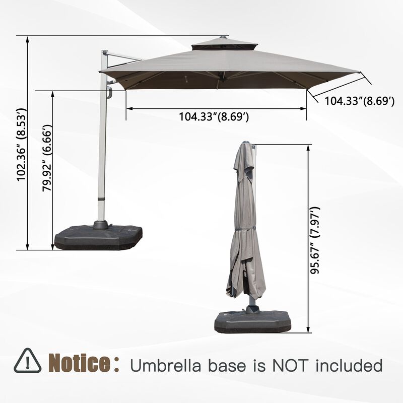 Mondawe 9 ft. Aluminum Cantilever Tilt Patio Umbrella, Outdoor Offset Umbrella (Base Not Included) in Grey | Mathis Home