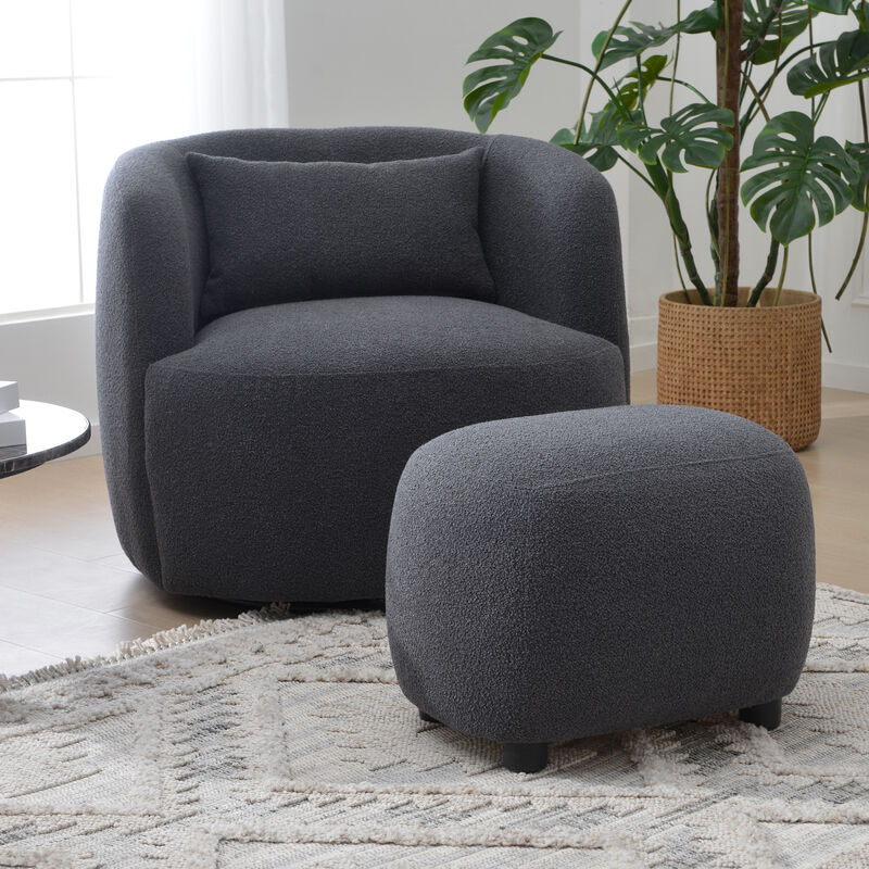 Ashlie Boucl&eacute; Swivel Barrel Chair