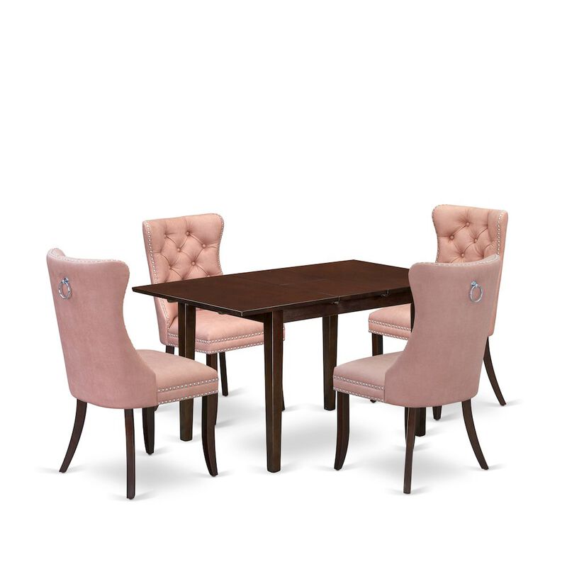 5 Piece Dining Set Consists of a Rectangle Wooden Table with Butterfly Leaf