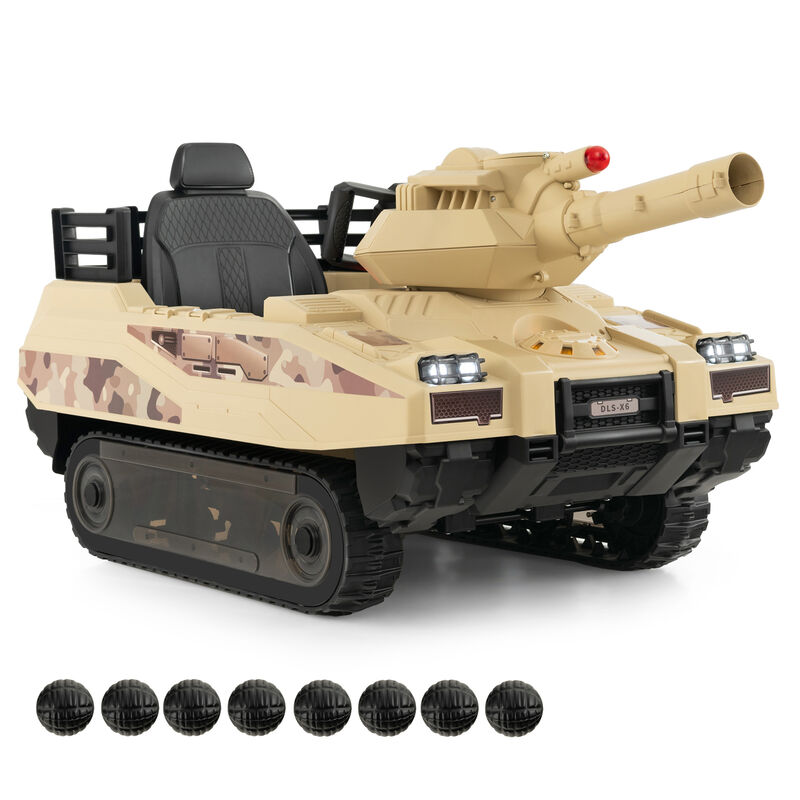 Kids Ride On Military Style Tank with 12V Power Rotatable Turret and Missiles image number 3