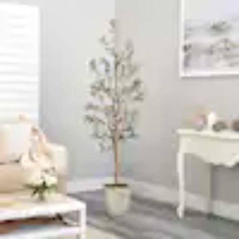 Hivvago 5 Feet Olive Artificial Tree in Country White Planter