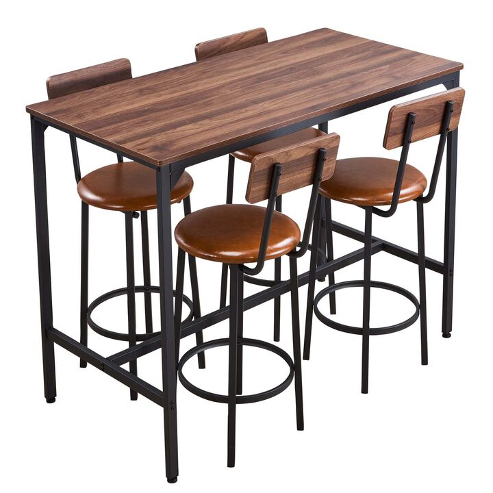 5-Piece Bar Table and Chair Set 47" for Living Room Use