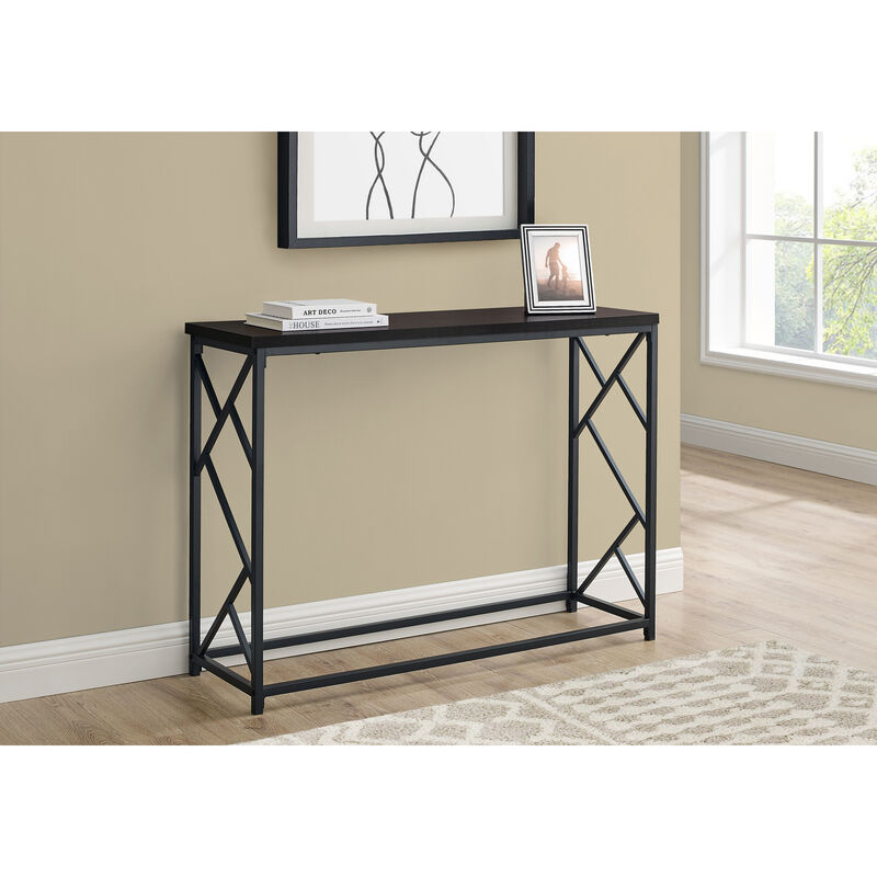 Monarch Specialties I 3534 Accent Table, Console, Entryway, Narrow, Sofa, Living Room, Bedroom, Metal, Laminate, Brown, Black, Contemporary, Modern image number 2