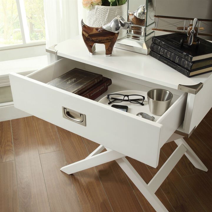 QuikFurn White Modern Bedroom Decor 1-Drawer Bedside Table Nightstand End Table