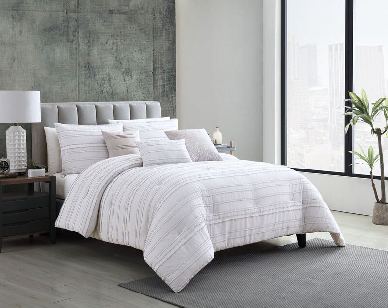 Gray Eyelash 6 pc Queen Comforter Set