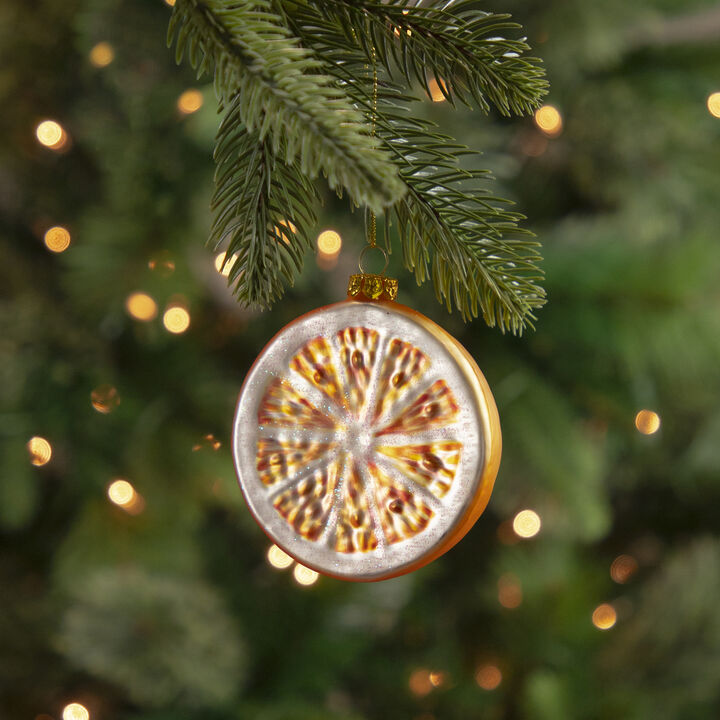 3.5" Glittered Orange Slices Christmas Ornament