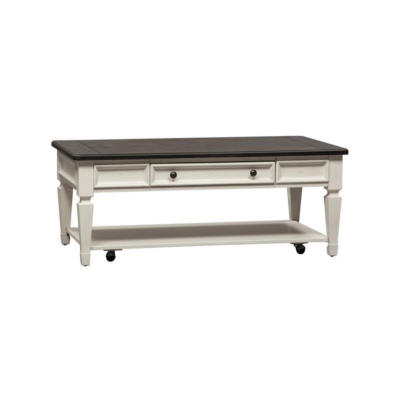 Liberty Furniture Allyson Park Rectangular Cocktail Table in Wirebrushed White w/ Charcoal Top image number 0