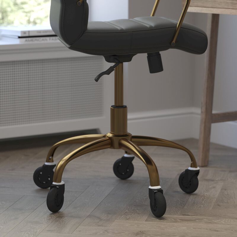 Flash Furniture Mid-Back Black Executive Swivel Office Chair with Gold Frame, Arms, image number 7