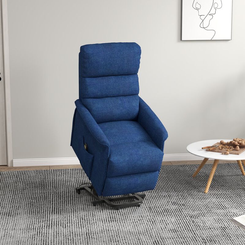 Power Lift Chair for Ease-Loving Adults, Electric Lift Recliner Chair with Remote Control, Side Pockets for Living Room, Dark Blue