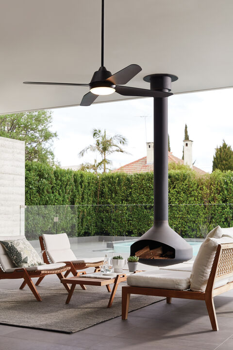 Lucci Air Aria 52" Ceiling Fan with Light and Remote, Modern Black LED Ceiling Fan with Lights, Damp Rated, Indoor/Outdoor Ceiling Fan