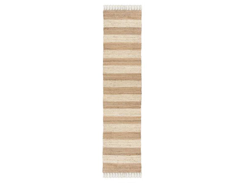Tamsyn Natural and Bleached Striped Jute Runner Rug image number 4