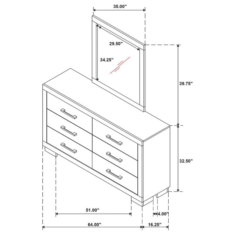 Coaster Co. of America Jessica 6-drawer Dresser with Mirror Cream White image number 1