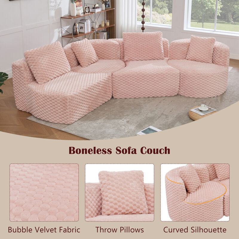 Merax Modular Sofa with Deep Seating & Bubble Velvet Upholstery &ndash; Freely Configurable Sections image number 3