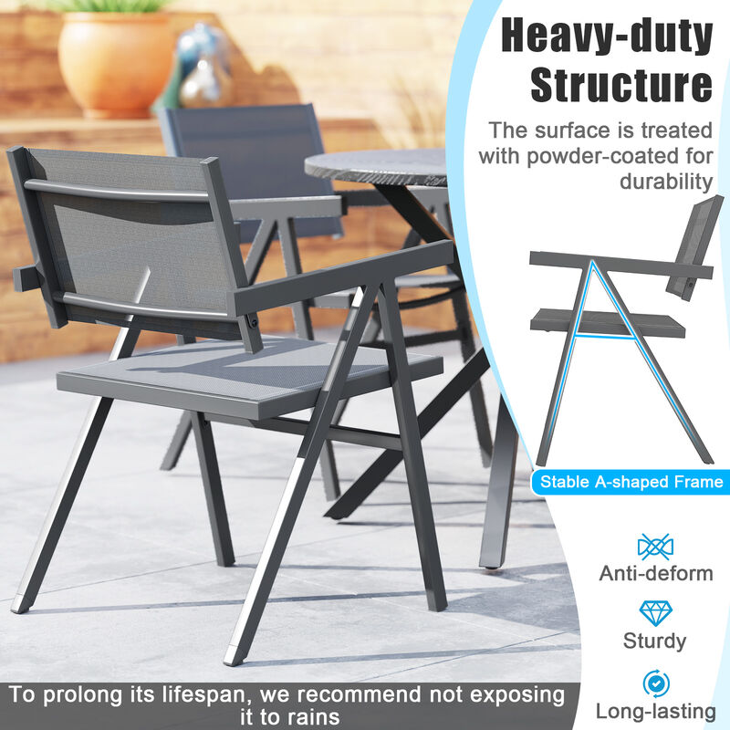 Set of 2 Outdoor Patio Dining Chairs with Comfortable Breathable Fabric image number 5