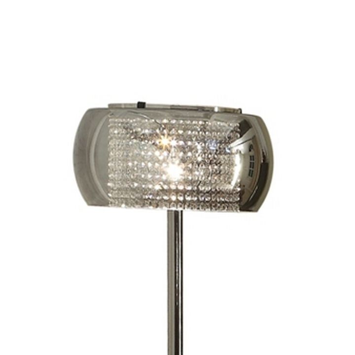 Hana 61 Inch Floor Lamp, Modern Crystal Glass Shade, Metal, Black Nickel-Benzara