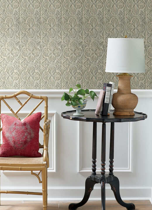 Karachi Aqua Wooden Damask Wallpaper (Set of 2)