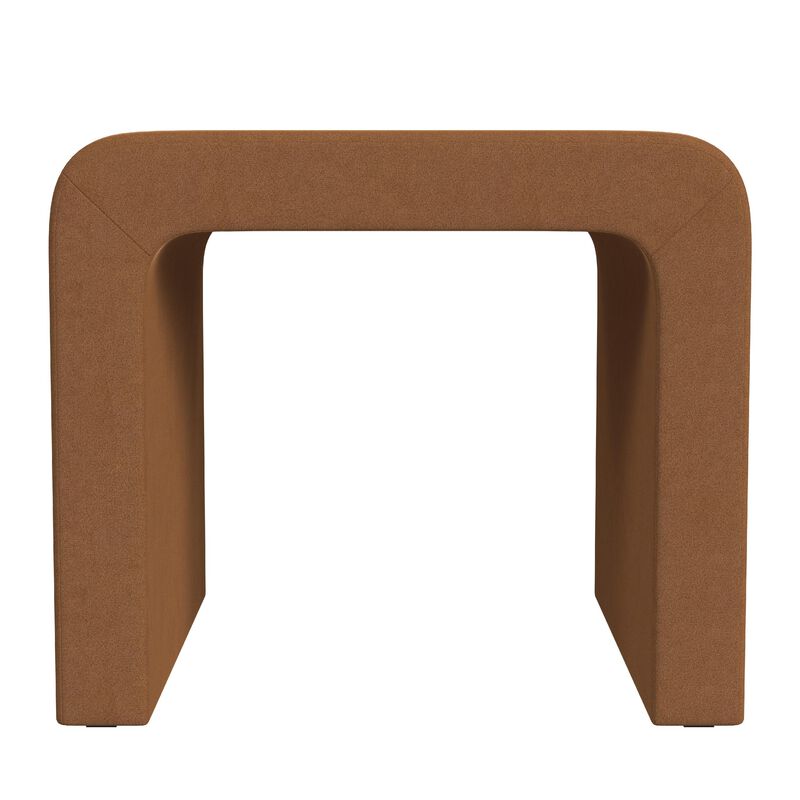 Ari Ottoman Footstool, Arc Shape with Rust Orange Velvet, 22 Inch