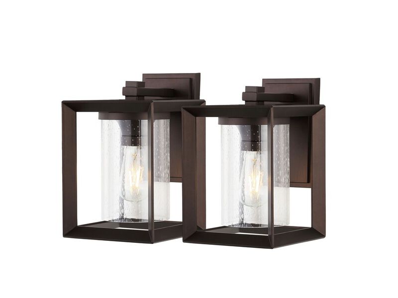 Vaughn 1-Light Iron/Glass Modern Rustic Cube LED Outdoor Sconce