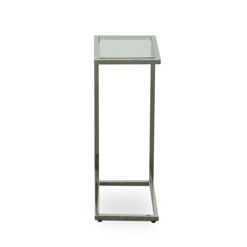 Carolina Living Aggie C-Form Accent Table - Glass Top - Chrome