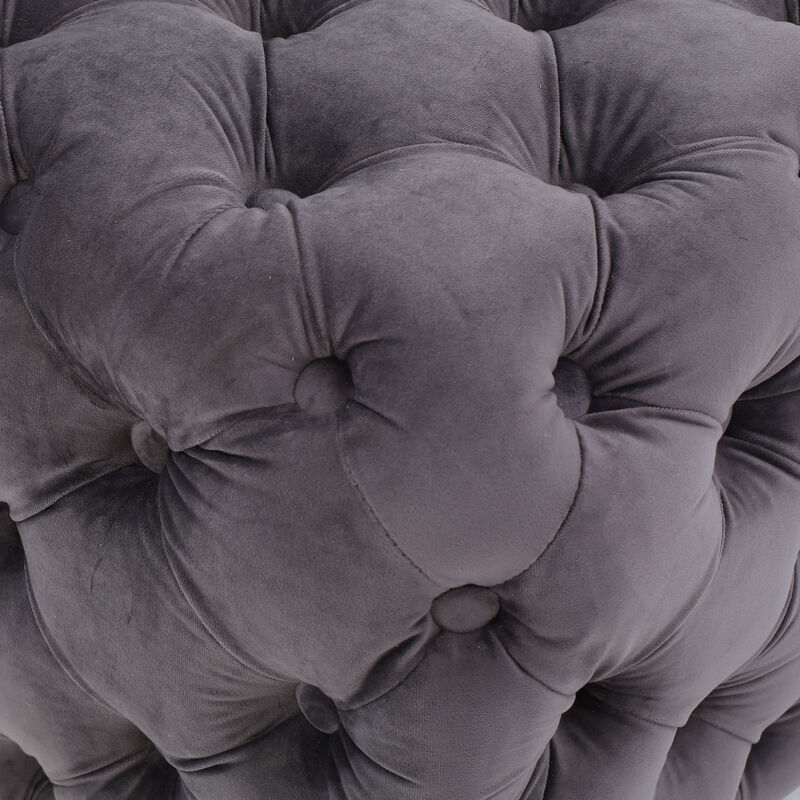 Christopher Knight Home Kipp Modern Glam Velvet Button Tufted Upholstered Square Ottoman image number 7