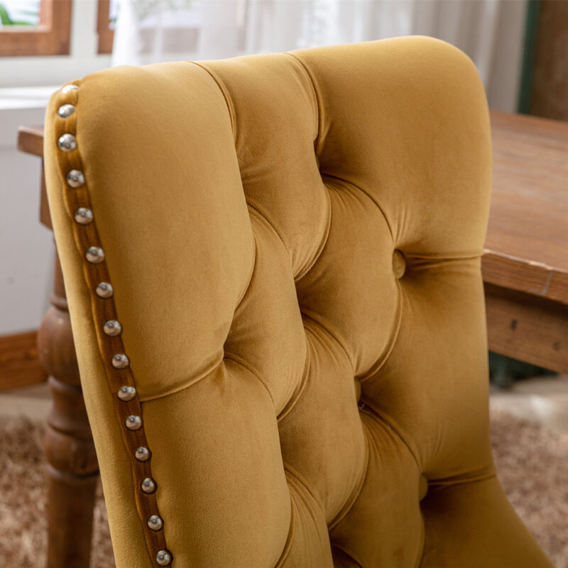 Streamdale Contemporary Gold Velvet Dining Chairs, Set of 2 image number 6