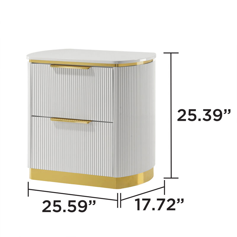 Giovanni Nightstand with 2 Drawers and Fluted Fronts image number 4