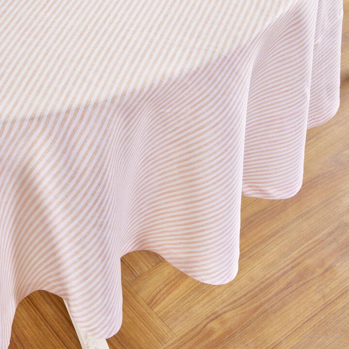 Solino Home 100% Pure Linen Round Tablecloth - Narrow Stripe