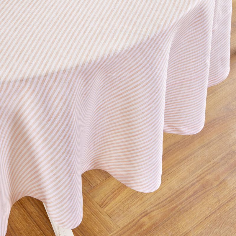 Solino Home 100% Pure Linen Round Tablecloth - Narrow Stripe