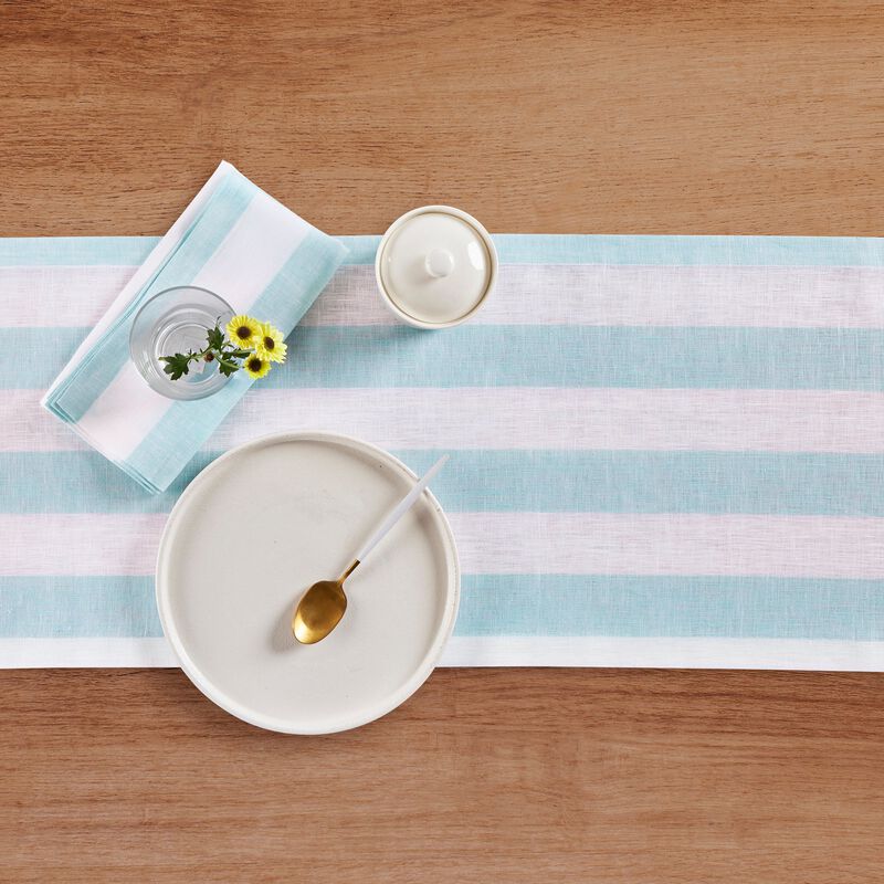 Solino Home Cabana Stripe 100% Linen Table Runner &ndash; Handcrafted, Machine Washable, Perfect for Holiday and Everyday Dining