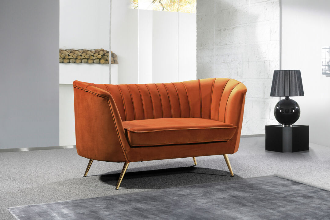 Meridian Furniture Margo Cognac Velvet Loveseat