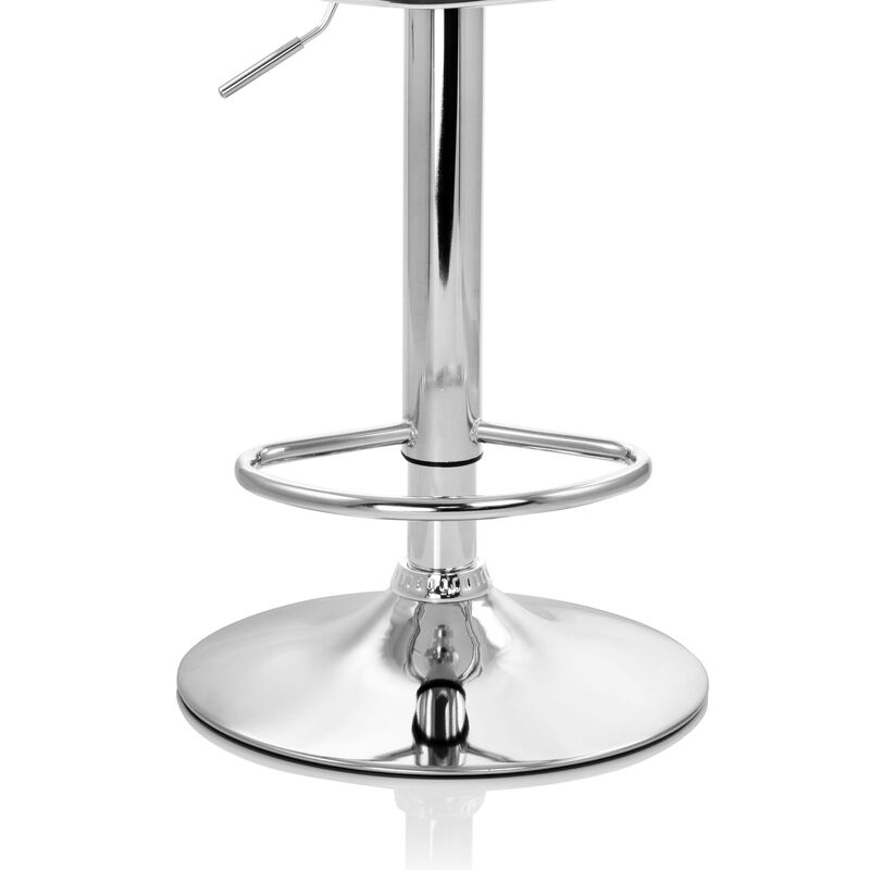 Elama 2 Piece Slim Faux Leather Adjustable Bar Stool in Black with Chrome Base